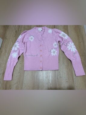 cinq a sept Pink Daisy Button-Front Cardigan